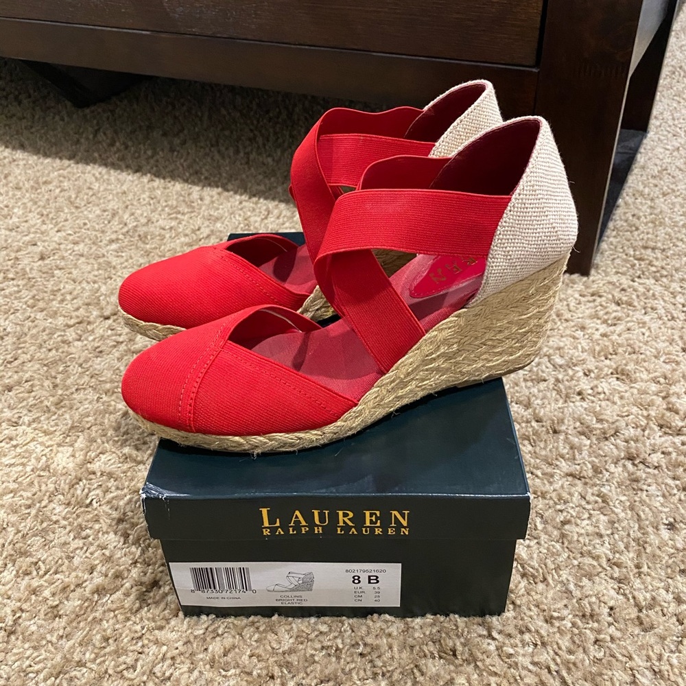Red Ralph Lauren Strapped Closed Toe